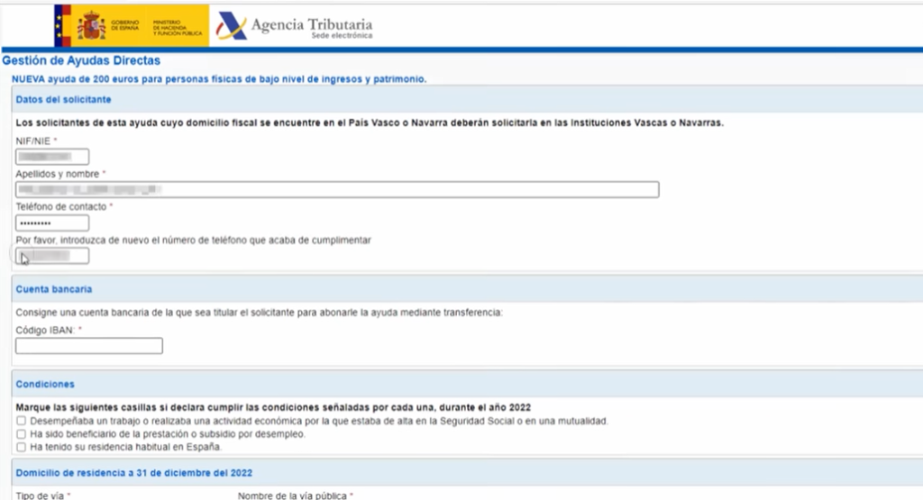 Solicitud ayuda 200 euros | Ayuda-Social.es | Ayuda-Social.es Ejemplo del formulario a completar para solicitar la ayuda de 200 euros.