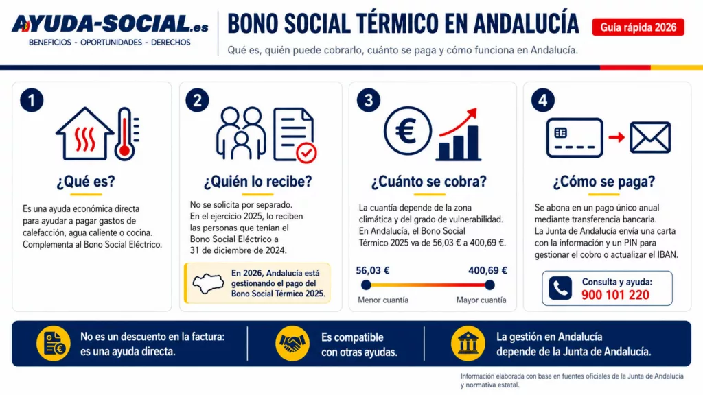 Bono Social Térmico Andalucía 2026: pago, cuantías y cómo cobrarlo