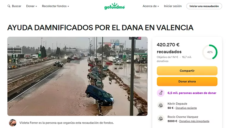 Campaña de Gofundme para recaudar fondos.